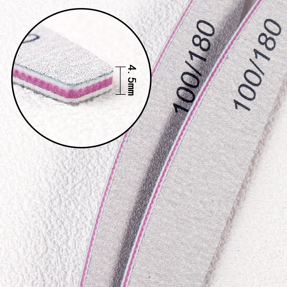 10 قطعة 180/240 شبكة الرمال المهنية ملف الأظافر الصنفرة سميكة ملفات الأظافر عازلة مانيكير الرملي نصف القمر الجير مسمار أداة