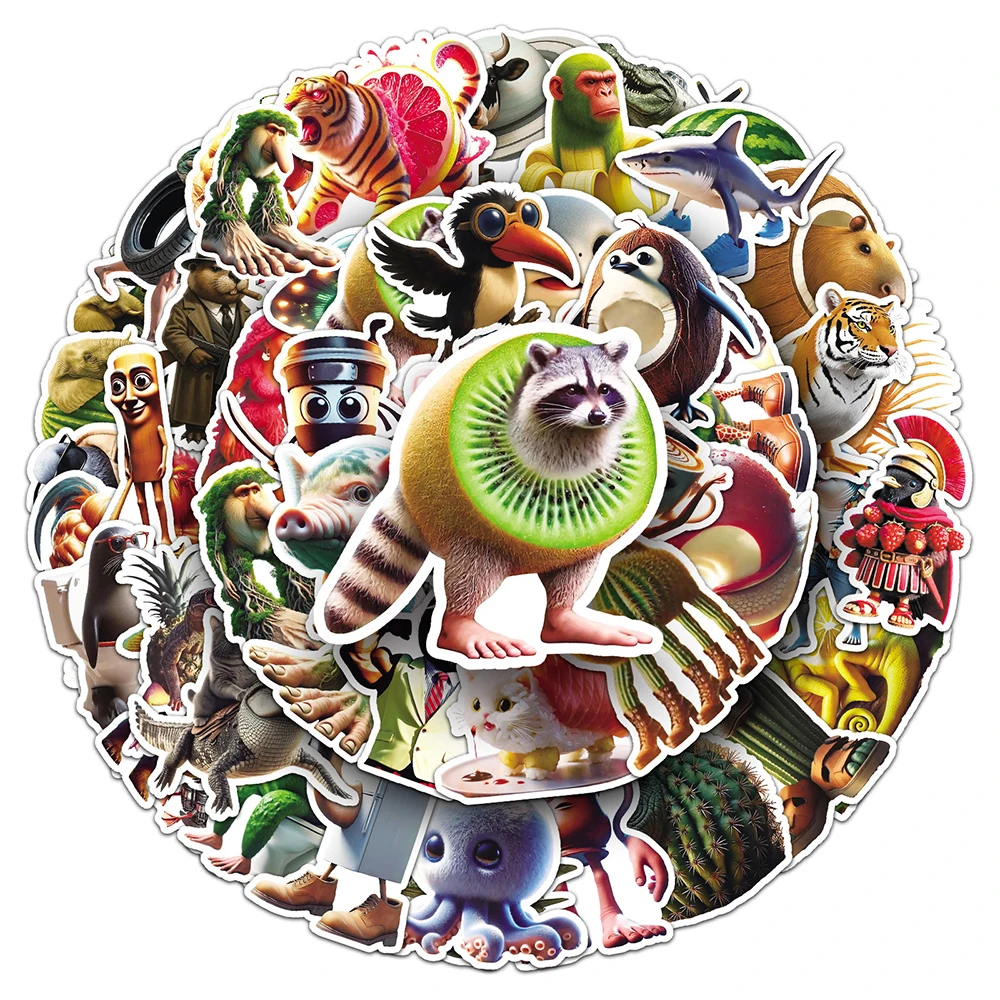 

10/30/50pcs Tung Tung Tung Sahur Stickers Italian Brainrot Funny Animal Sticker Motorcycle Phone Laptop Cartoon Decals Packing