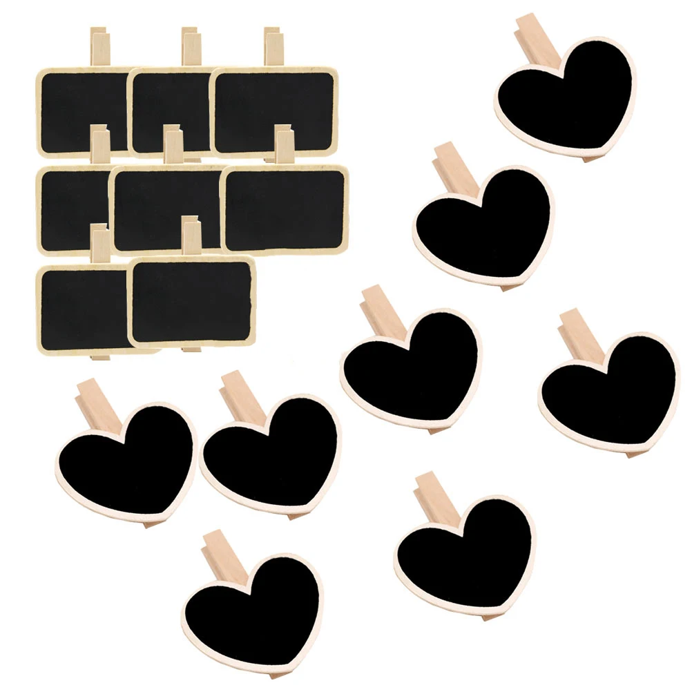 

16 Pcs Small Wooden Blackboard Clip Diy Message Dining Table Mini Tabletop Chalkboard Sign Office