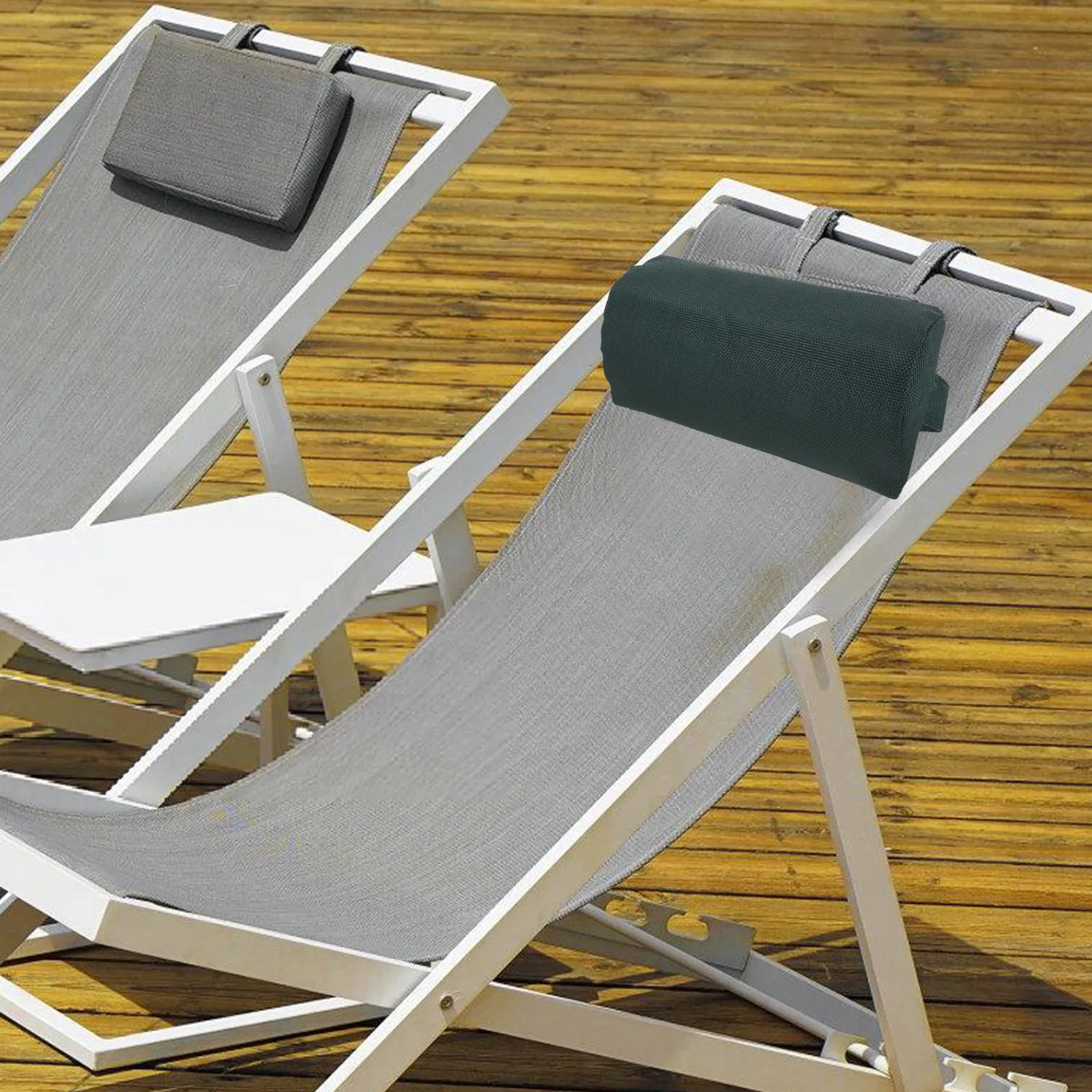 Beach Chair Headrest Lumbar Support Pillow Waterproof Outdoor Pool Recliner Neck Cushion Adjustable Strap