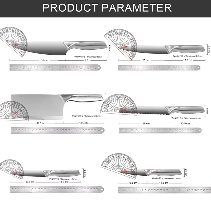 Stainless Steel Kitchen Knives Set 1-5PCS Chef Knife,Bread,Fruit,Vegetable Meat Cleaver Gift Knife Stainless Steel Handle