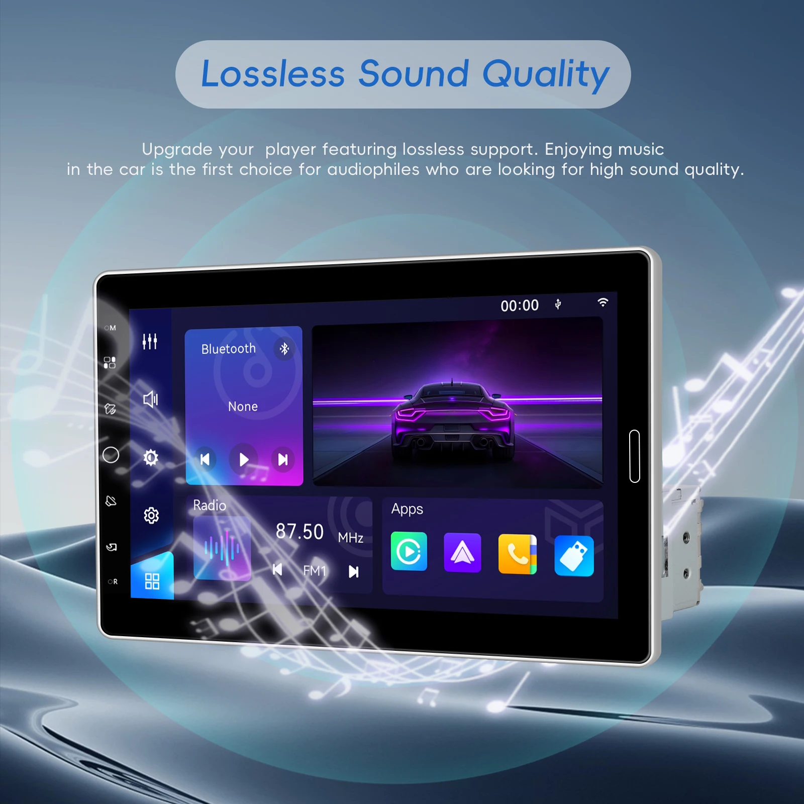 Podofo 1DIN CarPlay Autoradio Android Auto Mirror Link Universelles Auto-MP5-Player FM/AM/RDS Radio Bluetooth USB DVR AUX-IN – Detail 9