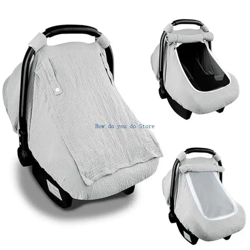 

19QF Soft & Comfortable Baby Bassinet Cover with Breathable Window Solid Color Safety Seats Protector Sleeve for Travel