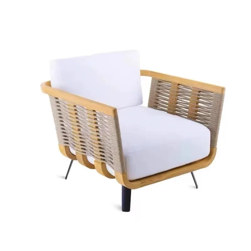 

Outdoor leisure rattan teak sofa villa courtyard outdoor garden terrace simple modern solid wood furniture combination