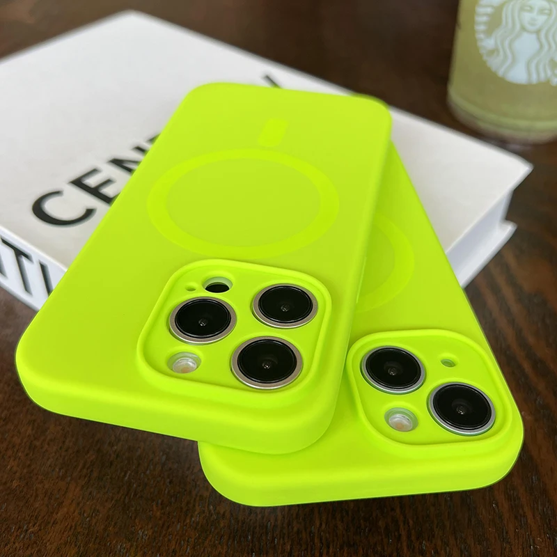 Luxury Fluorescence Bright Color Magnetic Liquid Silicone for Magsafe Case For iPhone 17 Air 16 15 14 13 Pro Max Plus Soft Cover