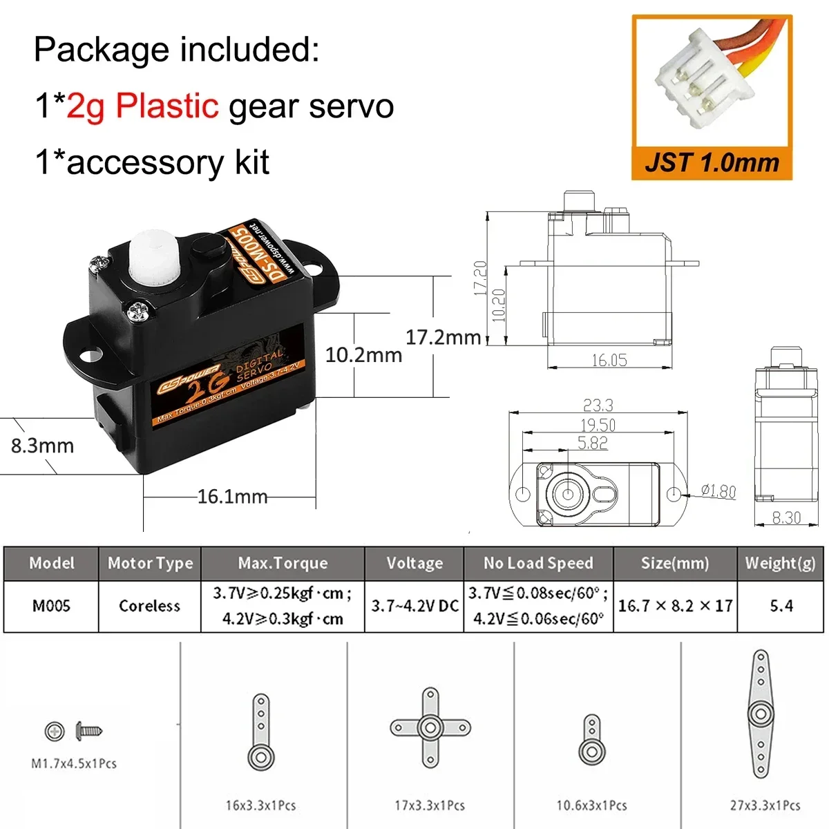 DSPOWER 2g 3,7g 4,3g 5g 6g 8g 9g Kunststoff/Metall Getriebe JR/JST Digital Micro Servo Motor für RC Mini Auto Flugzeug Starrflügel Roboter