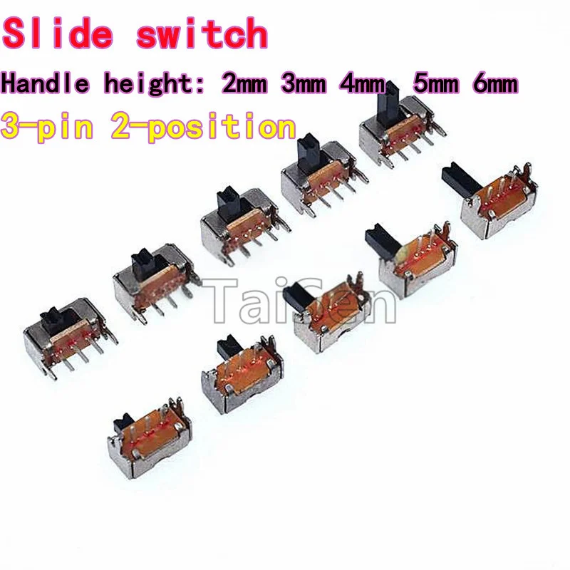 50PCS Slide switch SK12D07VG2/3/4/5/6 handle height 2mm 3mm 4mm 6MM side-mounted 5-pin slide type with bracket 3-pin 2-position