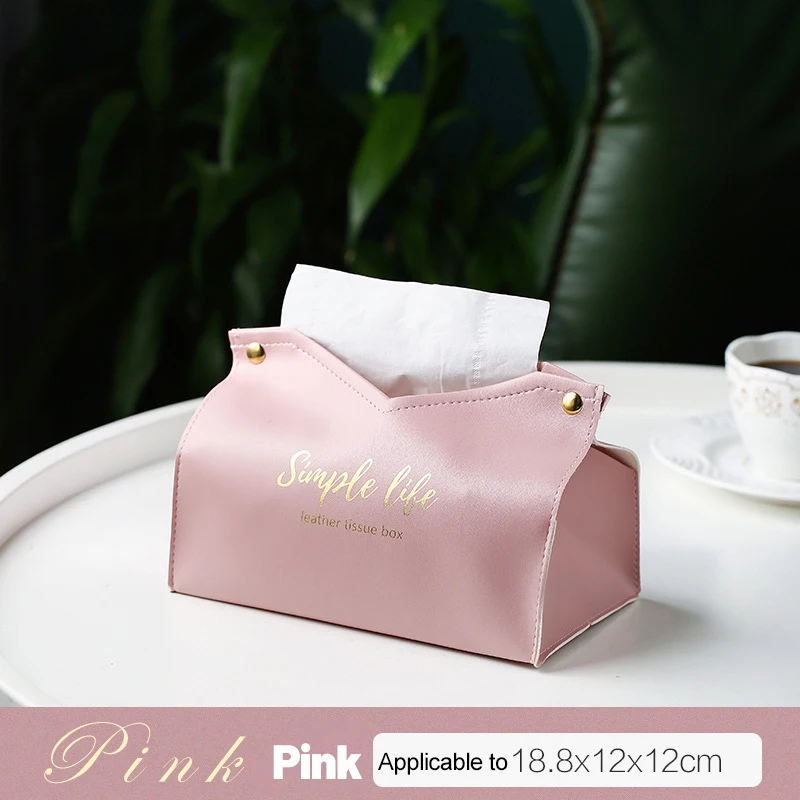 1pc Leather Tissue Box Napkin Holder Car Tissue Box Home Living Room Decoration Bedroom Kitchen Desktop Nordic Storage Box