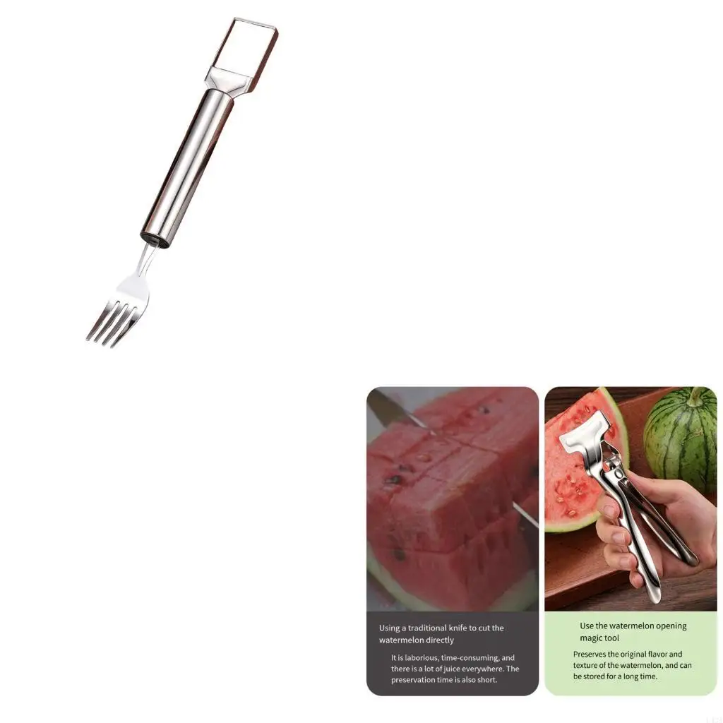 L43A Stainless Steel Watermelon Cutter with Safety Edges and Portable Design Melons Cutter for Precise and Cleaning