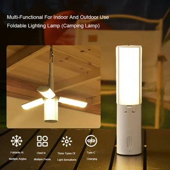 Lanterna portatile pieghevole da campeggio esterna ricaricabile 3 modalità dimmerabili per illuminazione di emergenza per tende da campeggio all'aperto