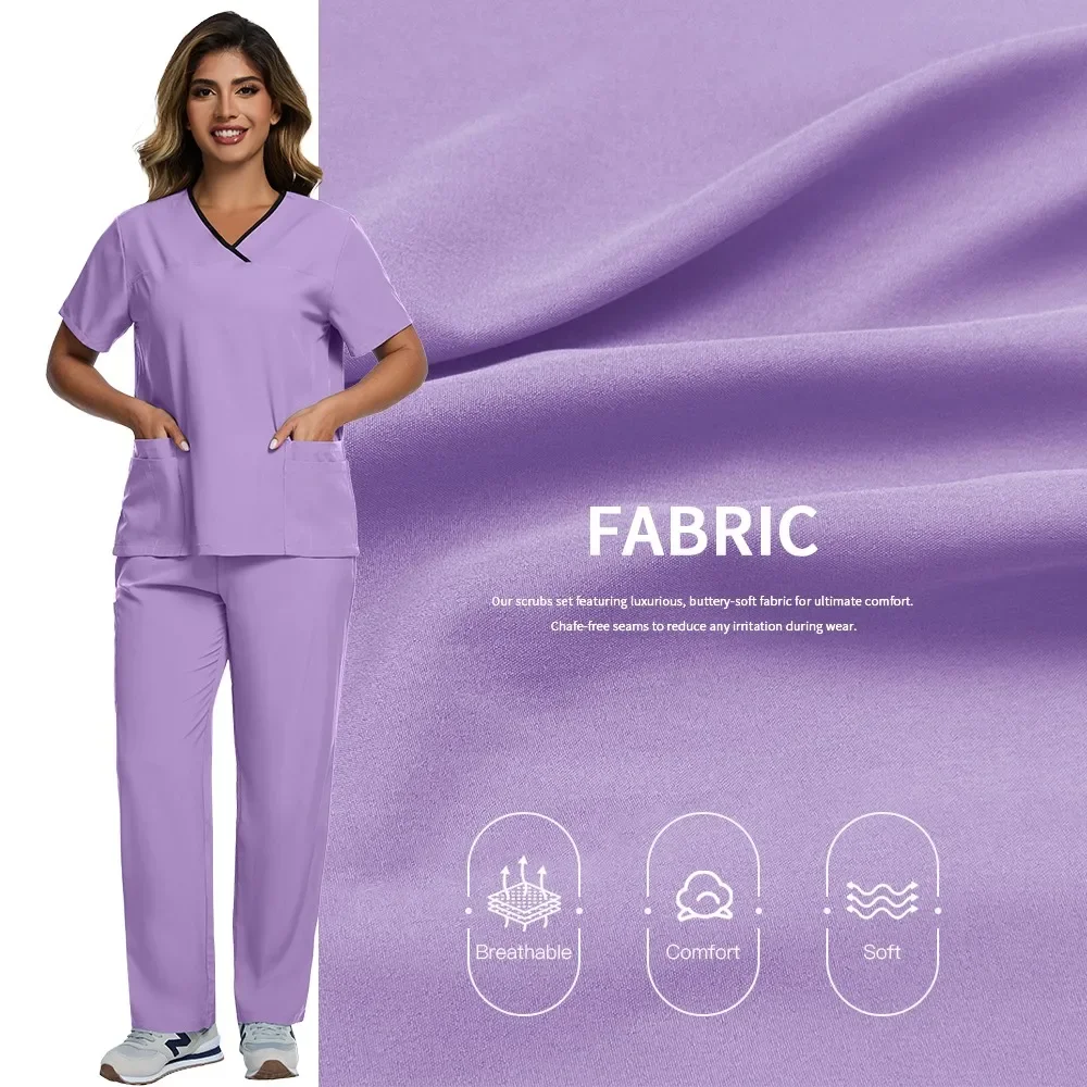 Short Sleeve Tops+Pants Pet Doctor Scrub Suit Scrub Set Multicolor Scrubs Uniform Women Nursing Uniform Medical Surgery Workwear