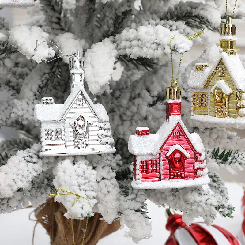 Christmas House Statue Resin Tabletop Decoration Xmas Table Centerpieces for Christmas Party Lightweight Multifunctional