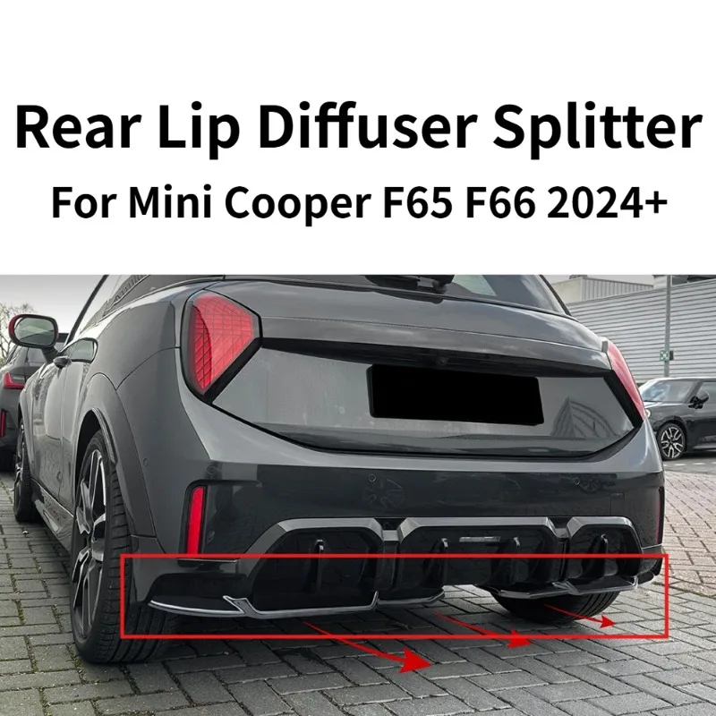 Rear Lip Diffuser Splitter For Mini Cooper F65 F66 2024+ JCW Style Rear Bumper Aero Exterior Modification Auto Spare Parts