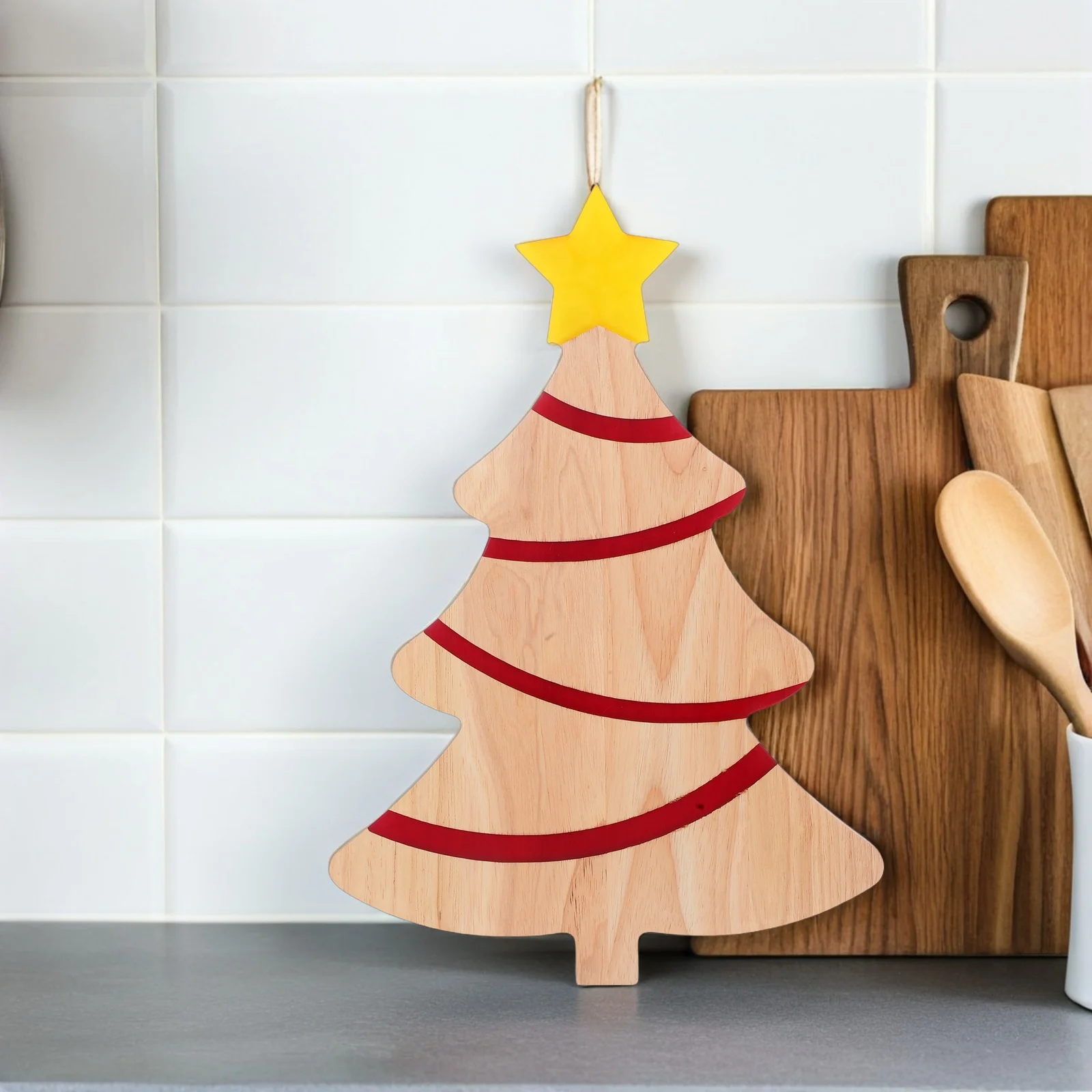 

Christmas Tree Cutting Wood Charcuterie Board Resin Dual Sided Steak Fruit Tray Holiday Serving Platter Acacia Xmas Tree