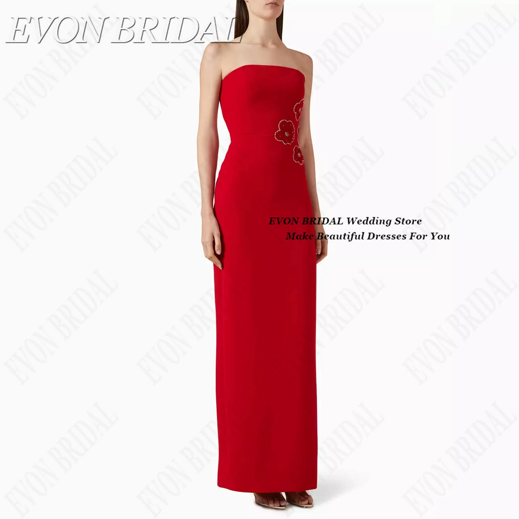 

Classy Red Women's Evening Dress 2025 Classic Formal Occasion Dresses Strapless Fashion Ceremony Dress EVON BRIDAL Customized