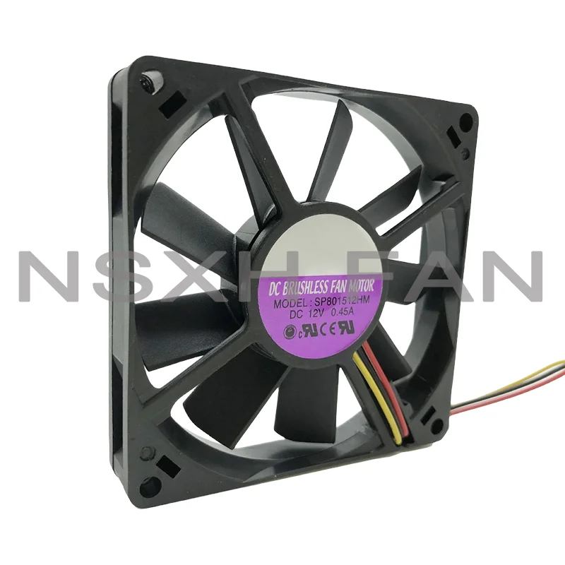 SP801512HM 12V 0.45A 3 line  8015 8CM 80*80*15MM Large Air Volume Ultra-Thin Chassis Fan 3PIN WIRES