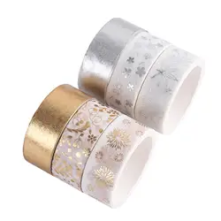 6 Rolls Washi Tape Set Goud/Zilver Folie Sticker 15Mm Brede Decoratieve Masking Tapes Voor Diy Craft Gift wrapping Scrapbooking