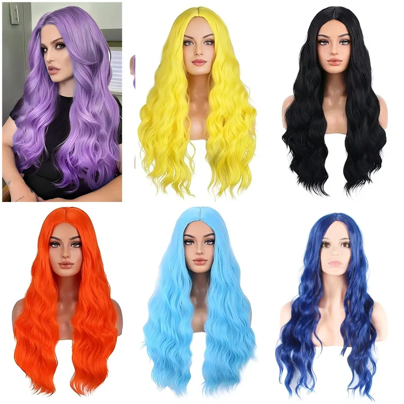 European and American fashion wigs for women, long wavy hair, water wave curly wig