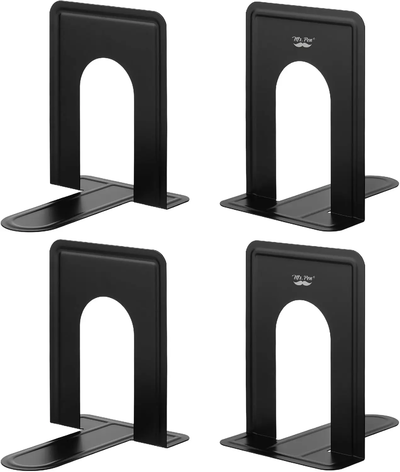 

Heavy Duty Metal Bookends for Shelves, 4 Pack Black Book Holders with Non-Slip Foam for Home Office