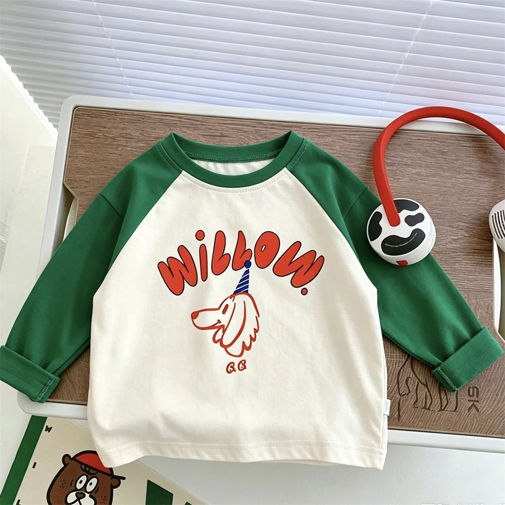 Raglan TShirt 2-7Years Old Kids Trendy Spring Summer Clothes Crewneck Base Shirt Simple Versatile Tops Toddler Printing Tees