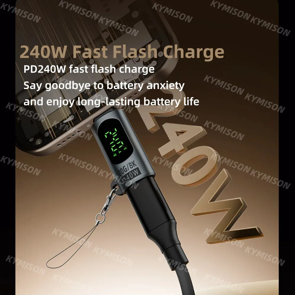 LED Display USB4.0 V2 Gen4 80Gbps Type C Adapter 8K 60Hz PD240W 5A Fast Charging Converter Plug for iPhone16 for MacBook Laptop