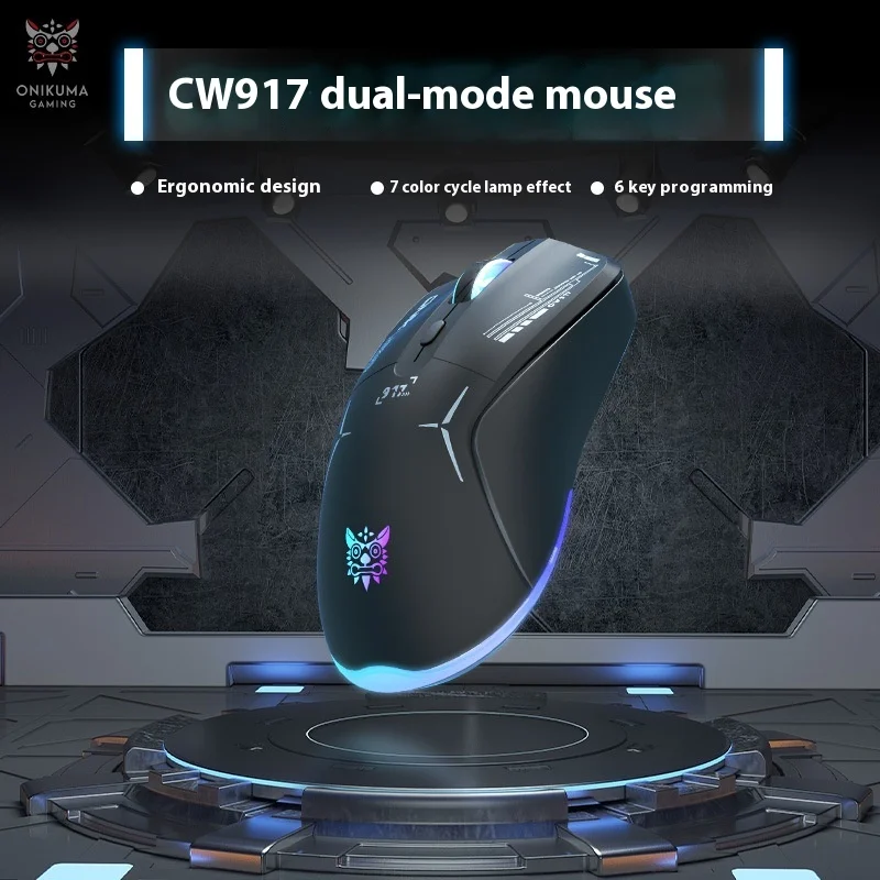 Onikuma Cw917 Wireless Mouse Dual Mode Wired 2.4g Gaming E-Sports Office Home Computer Lights Up Cool Boy Birthday Gifts Bi-Mode