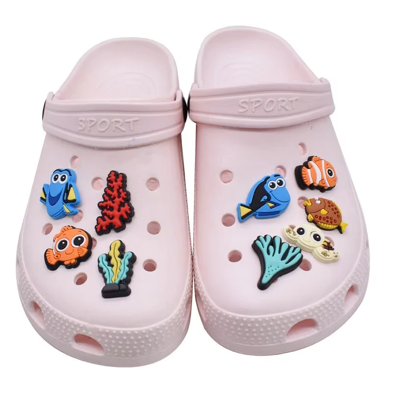 9-100PCS Cartoon Nemo marine animals Shoes Charms Clog Sandals Decoration Mix Wholesale PVC Cartoon Accessories for XMAS Gift