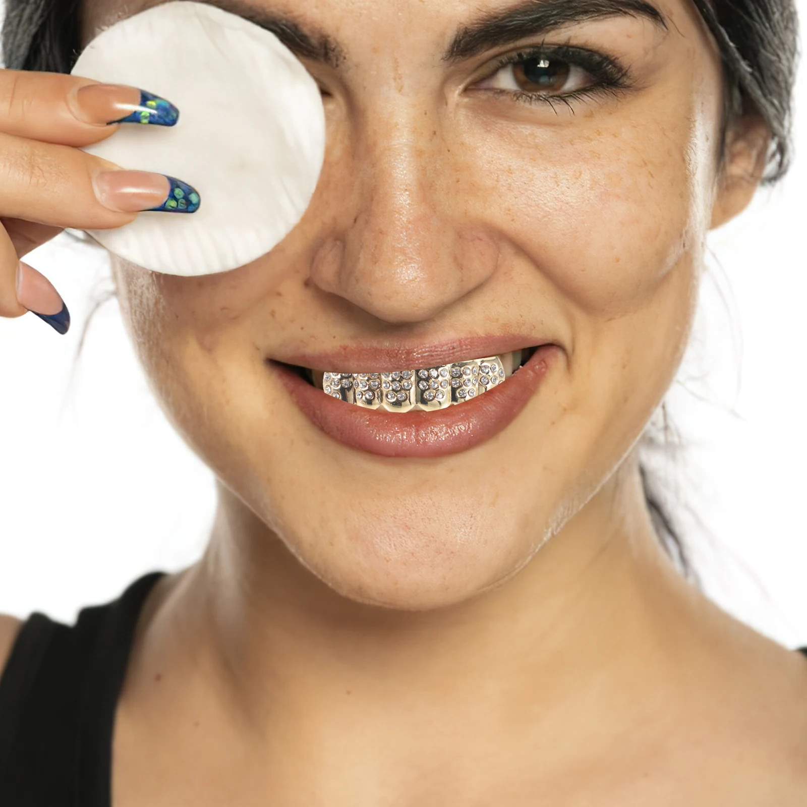 

8 Gold Fake Teeth Accessories Hip Hop Teeth Grills Halloween Costume Copper Comfortable Durable Adult Mouthwear Trend