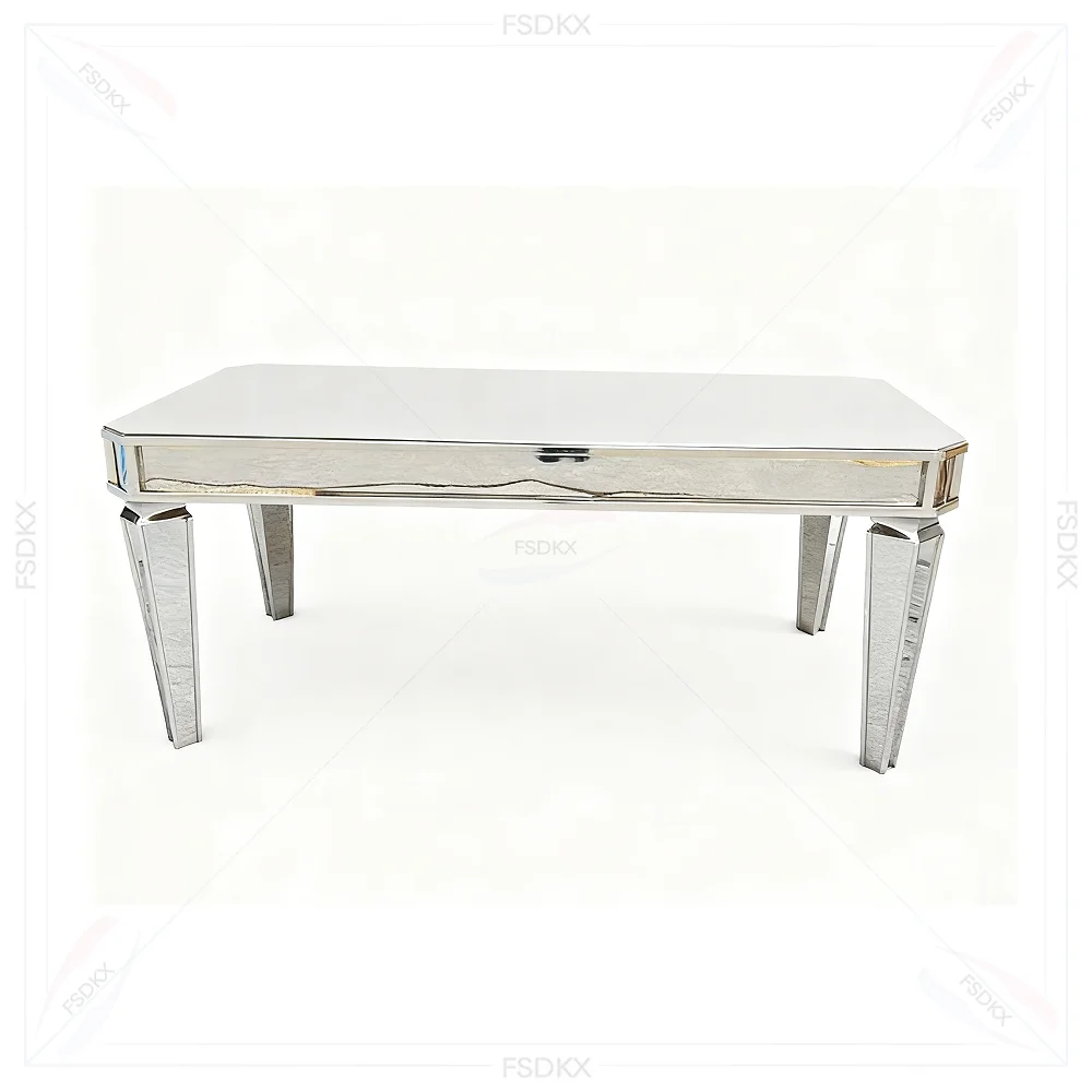 

FSDKX Modern Stainless Steel Mirror Wedding Cake Table Event Dinning Table Decoration Mr and Mrs