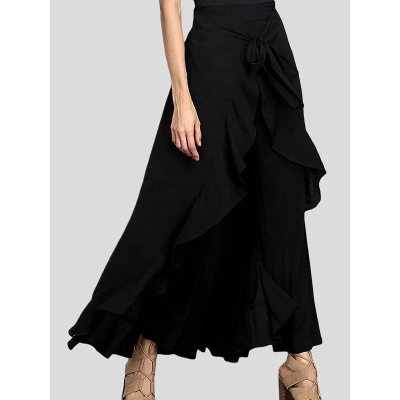 TAKO 2 in 1 Gonna con volant Pantaloni per donna 2026 Nuovo Plus Size A vita alta Cravatta in vita Office Lady Wear Pantaloni solidi 166703