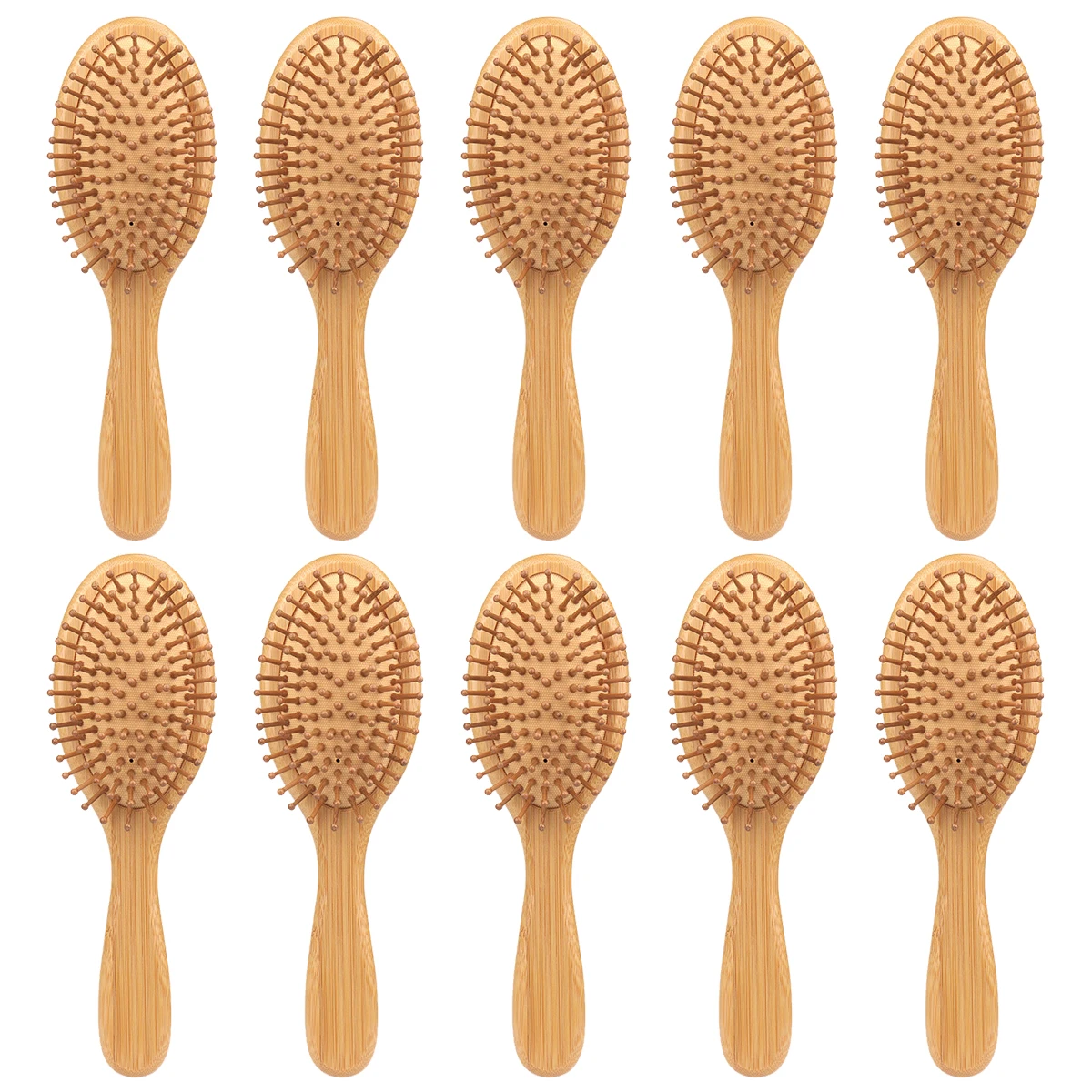 10 Pieces of Natural Wooden Air Cushion Comb Set, Scalp Massage Anti-Static Tangle Free Comb, Special for Real Hair Wigs