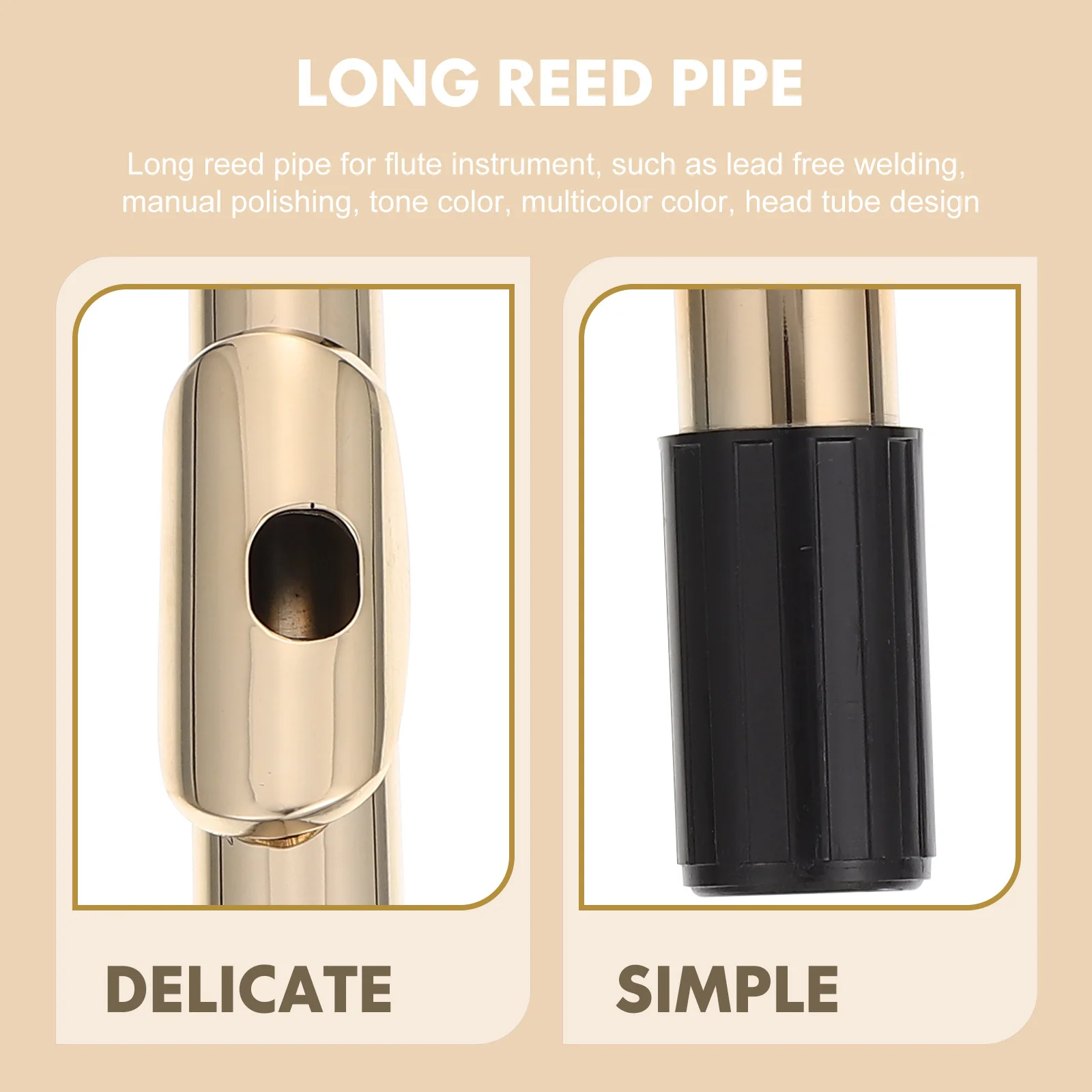 

Flute Headpipe Mouthpiece Replacement Parts Plastic Metal Long Lasting Easy Clean Smooth Surface Durable ABS Material Students