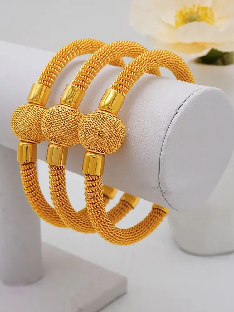 24k Gold Plated Bangle Women Wedding Big Newe Design Bracelet