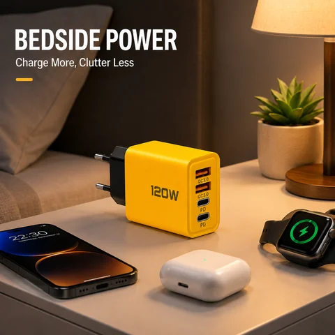 Зарядное устройство 120W USB-C, 4 порта, быстрая зарядка PD для iPhone и Xiaomi — фото модели