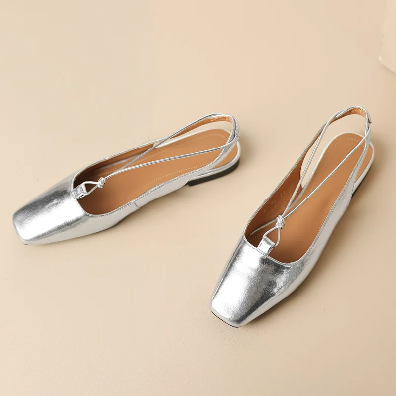 FEDONAS Retro Concise Women Sandals Low Heels Casual Office Shoes Woman Square Toe Genuine Leather Slingback Pumps Spring Summer