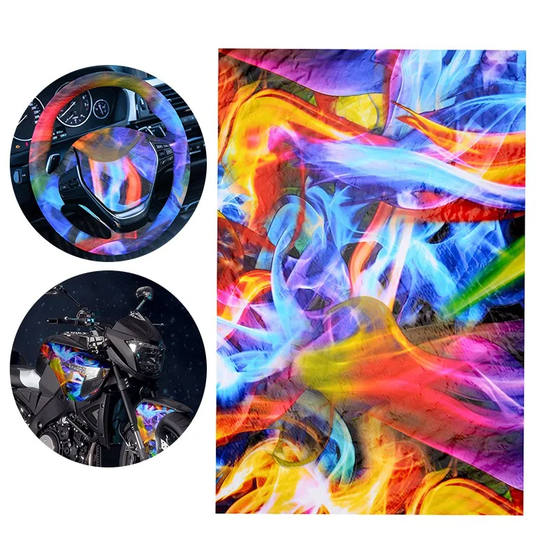 Well-Rainbow Flames Hydrographic Film Water Transfer Printing Film Hydro Dip Film 50Cmx100cm