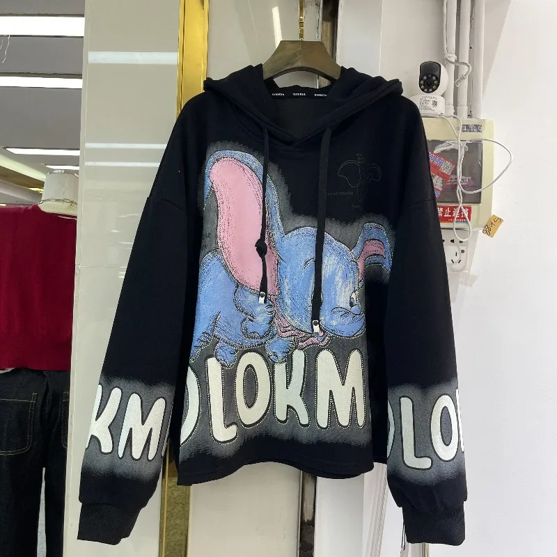 2025 Autumn Winter New Sweet Age-Reducing Cartoon Hooded Sweatshirts Jacket For Ladies Loose Casual Pullover Top Hoodies Outwear