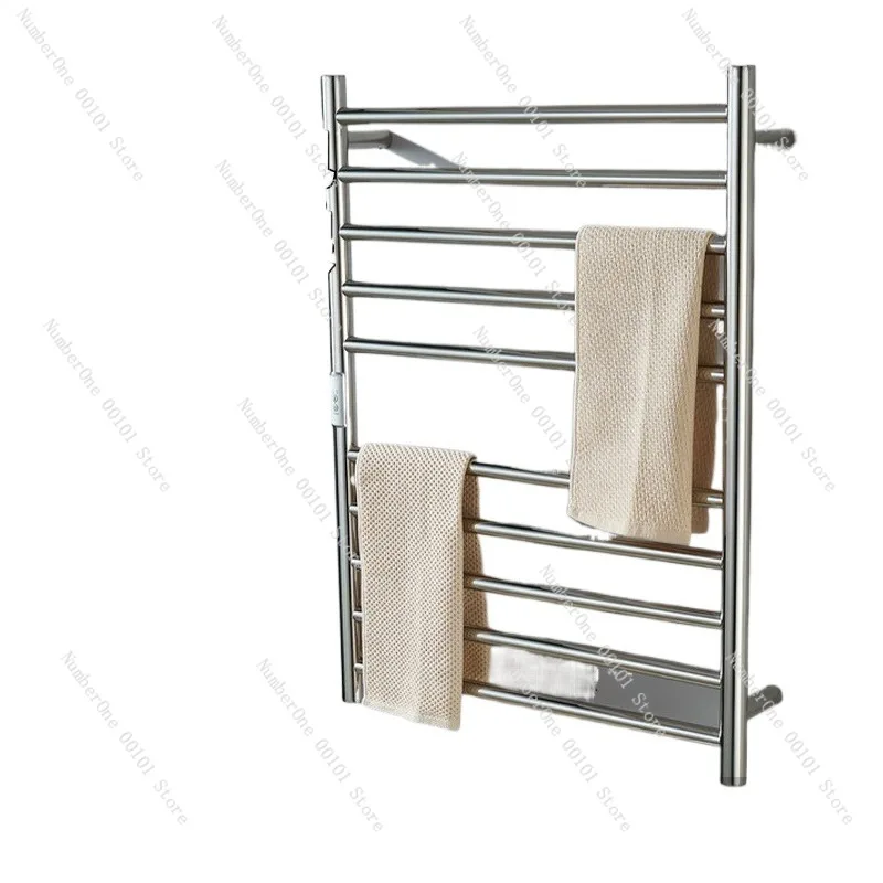 Stainless Steel Electric Towel Rack Dual Outlet Heating Drying Rack Bathroom Towel Shelf Timing Function