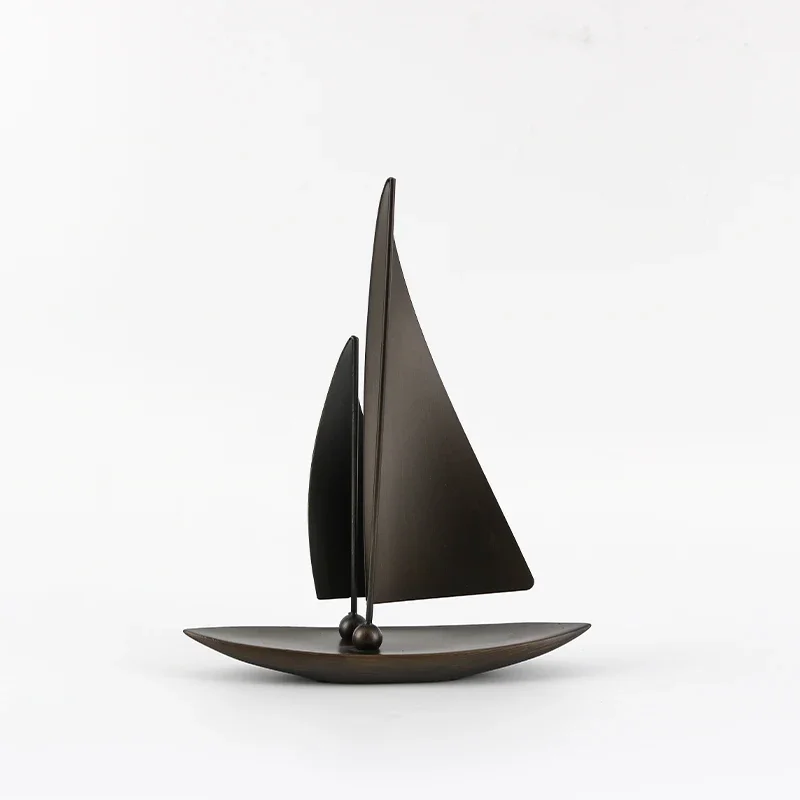 Handmade Modern Style Mini Sailing Boat Model Nautical Home Ornament with Still Life Pattern Miniature Boat Ornament Crafts