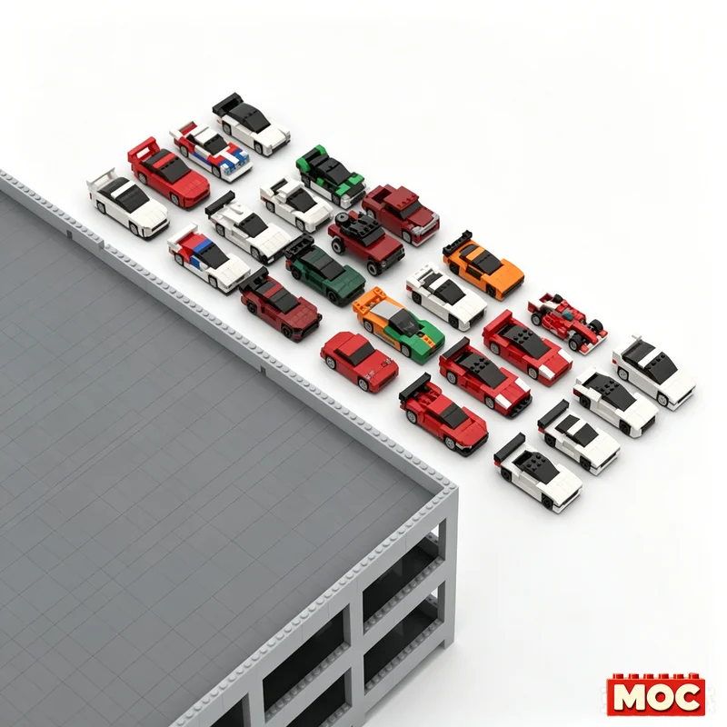 10205Pcs MOC Multi-Level Parking Building Block Model Garage With Random Car Bundle Building Blocks Assembly Educational Gifts