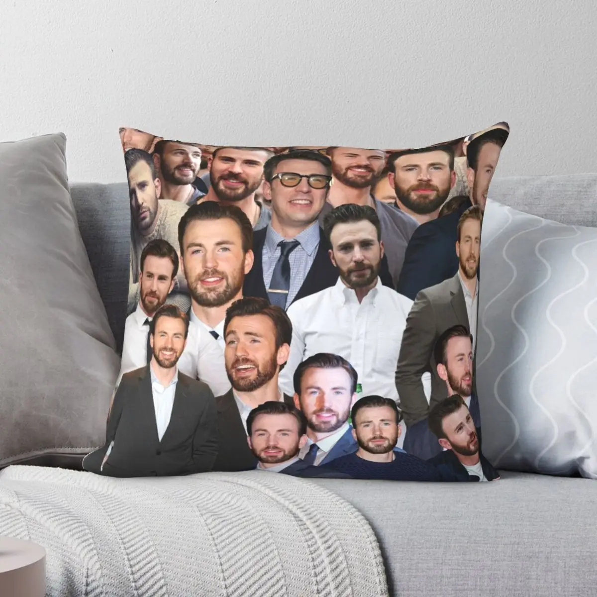 

Chris Evans Photo Collage Pillowcase Polyester Linen Velvet Pattern Zip Decorative Throw Pillow Case Bed Cushion Cover