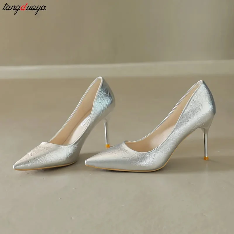 9cm Sexy Pointed Toe High Heels Women Pumps Wedding Dress Shoes Nude Black Ladies Club Prom Shoes Plus Size 34-42 Woman Shoes