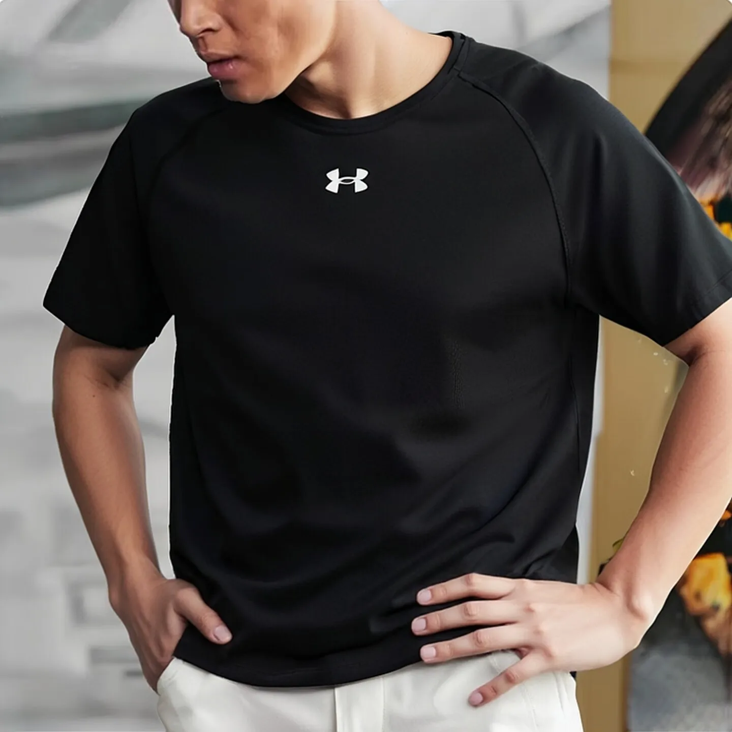 

Under Armour Black Short Sleeve Men's Summer Quick-Dry Breathable Sports Running Casual Fitness Training T-Shirt