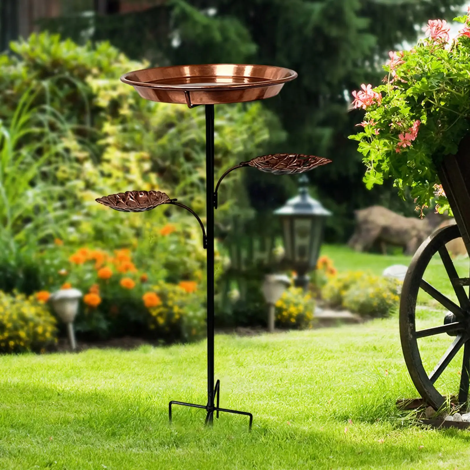 

Outside Bird Bath Metal Birdfeeder. Bird Feeder. Vintage Decoration Garden Decor with 5 Prongs Stake for Outdoor, Courtyard