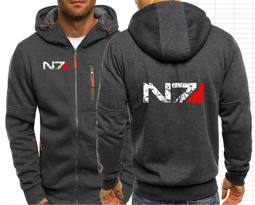 N7 Special Forces Men Jackets Hoodies Coats Vintage Mass Effect Hoodies Hooded Outwear Streetwear Hoode Sweatshirt Men Zip-up
