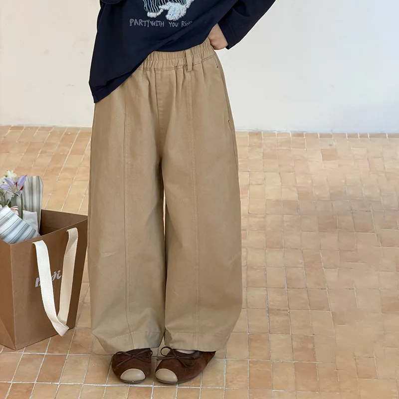 New Comfortable and Wearable Kids Clothing Boys and Girls Campus Autumn Pants Korean Style Straight-cut Stitching Casual Pants