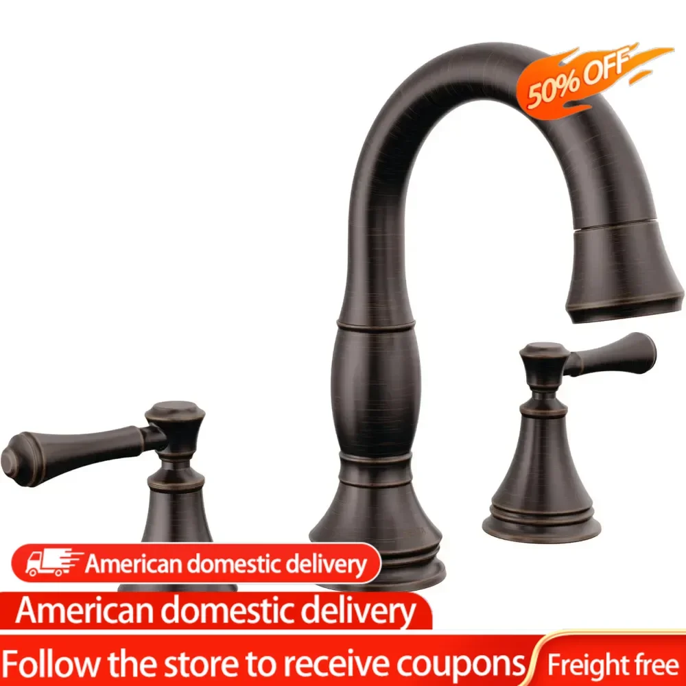 

Delta Widespread Bathroom Faucet 3 Hole, Bronze Bathroom Faucet, Bathroom Sink Faucet, Metal Drain Assembly, Venetian Bronze