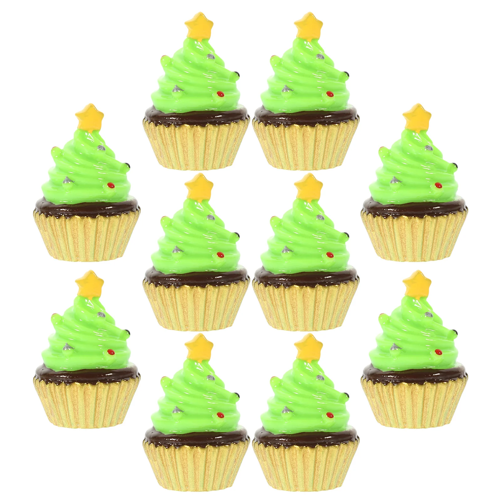 

10Pcs Realistic Soft Resin Artificial Cupcake Models Simulation Cakes Photography Props Xmas Home Tabletop Ornament