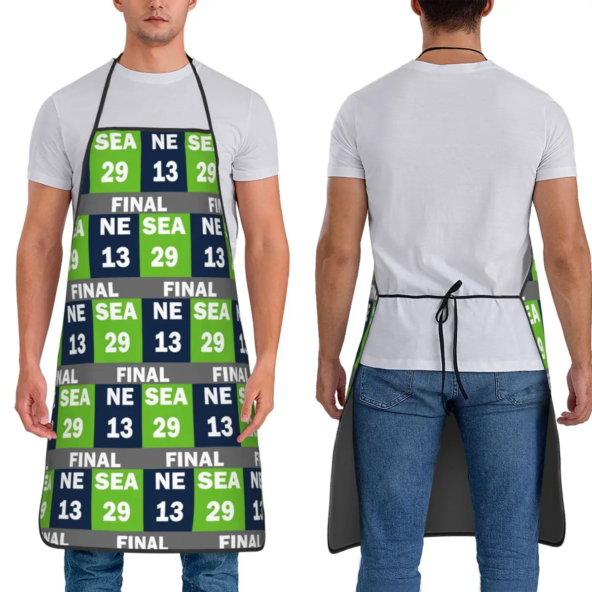 Delantal de cocina sin mangas con diseño del marcador final del Super Bowl 2026, para limpieza de cocina, para mujeres y hombres, para pintura