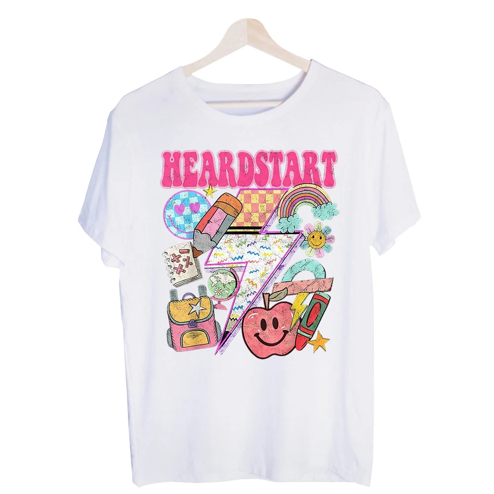 Men's School Supplies and Rainbow Graphic Tee, Short Sleeve Crew Neck T-Shirt for Retro Style Casual Wear